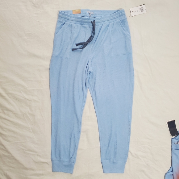 Ocean + Coast Womens XL Blue Waffle Knit Thermal Pajama Set Shirt Pants FLAWS - Picture 14 of 16